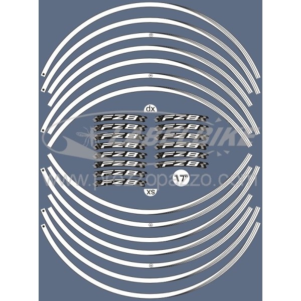 JANTES ADHESIVES compatibles avec YAMAHA FZ8 FAZER MOTO stickers Blanc 17' RIMS