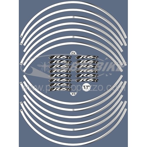 STRIPS ADHESIFS compatibles pour YAMAHA YZF R6 MOTO stickers 17' ROUES Blanc 2