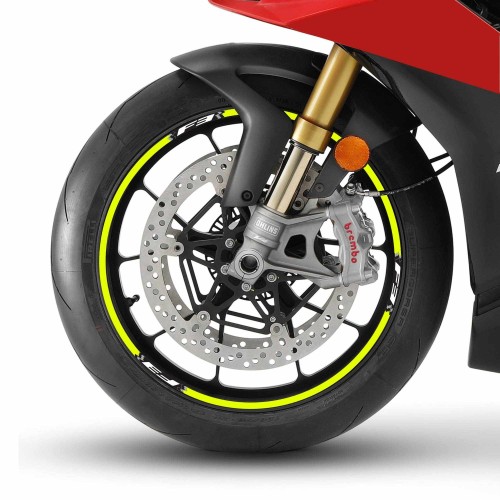 Bandes adhésives pour jantes de moto compatibles avec Mv Agusta F3 - Jaune fluo