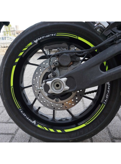 Strisce Adesive per Cerchi Ruote Moto compatibili Con Yamaha MT-07 - Giallo Fluo