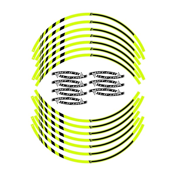 Bandes adhésives pour jantes de moto compatibles avec Yamaha MT-07 - Jaune fluo