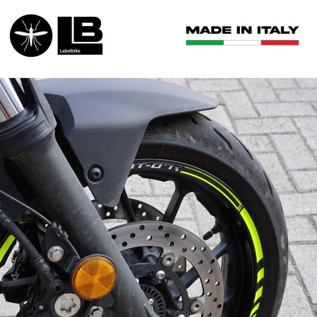 Bandes adhésives pour jantes de moto compatibles avec Yamaha MT-07 - Jaune fluo