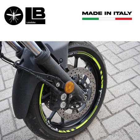 Bandes adhésives pour jantes de moto compatibles avec Yamaha MT-07 - Jaune fluo