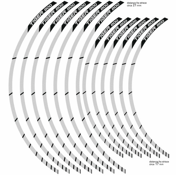 Bandes adhésives 17-21 x roues moto compatibles Triumph Tiger 800 XCx 2018-2020