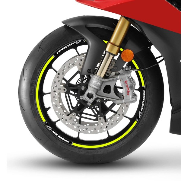 Bandes autocollantes pour jantes de moto compatibles avec Yamaha Tracer 9 2021 - Jaune fluo