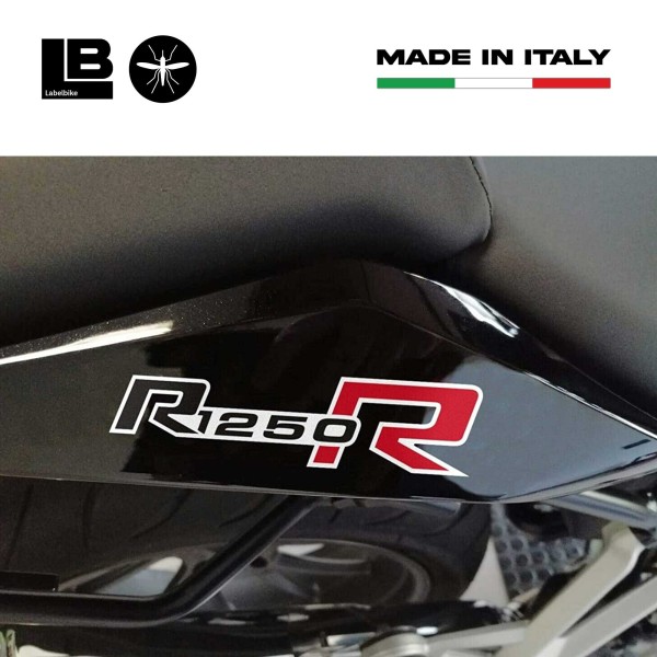 2 MOTO ADHESIVOS compatibles BMW R1250R STICKERS NEGRO-ROJO 12x3 cm