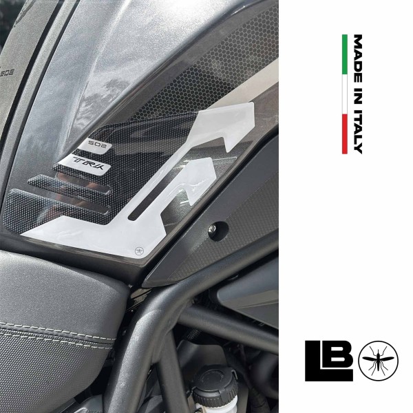 3D Stickers Tank Side Protectors compatible with Benelli TRK 502 white