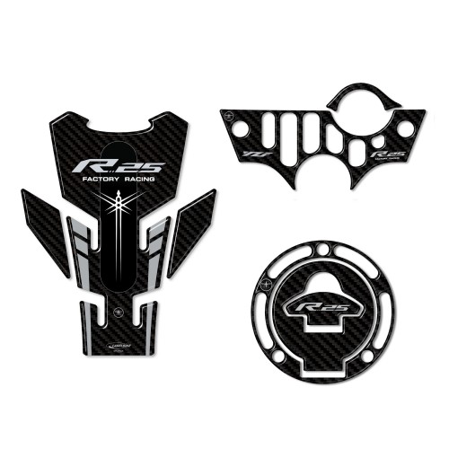 Kit 3 3D Gel Aufkleber Motorrad Protektoren kompatibel Yamaha YZF R25 2019-23