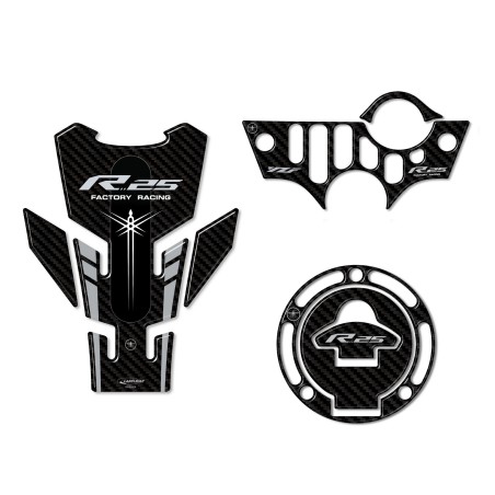 Kit 3 pegatinas de gel 3D protectores de moto compatibles Yamaha YZF R25 2019-23