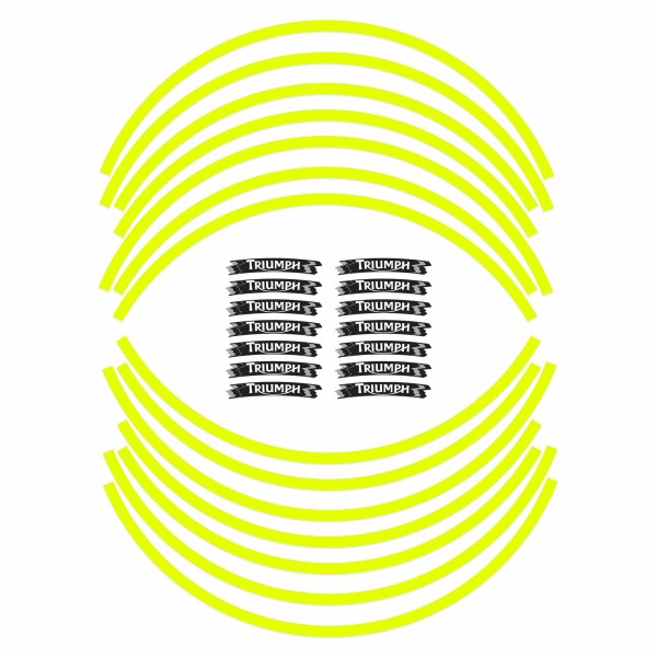Adhesive stripes kit compatible with 17 Triumph yellow motorbike wheels