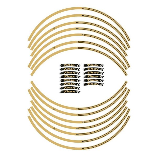 Kit de bandas adhesivas de rueda compatibles para Yamaha Scooter Tmax 2008-2023 Oro