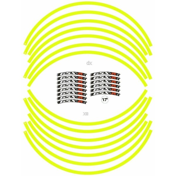 Kit de bandes adhésives compatibles avec les jantes SUZUKI GSX-R - FLUO JAUNE