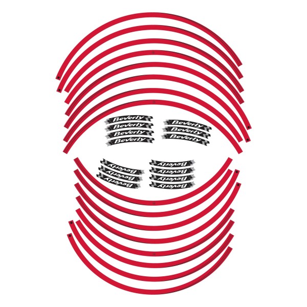 KIT ADHESIVE RIMS STRIPES kompatibel für PIAGGIO BEVERLY SCOOTERS Rot-Weiß