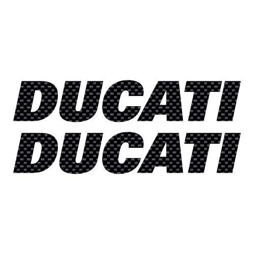 Kit 2 ADHESIVES pour TANK MOTORCYCLE Ecrit DUCATI CARBON STICKERS Racing