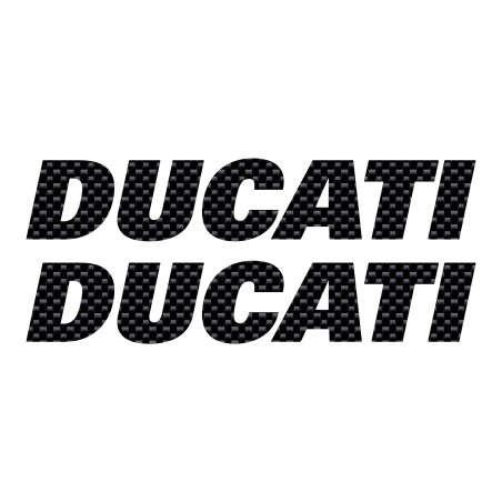 Kit 2 ADHESIVES pour TANK MOTORCYCLE Ecrit DUCATI CARBON STICKERS Racing