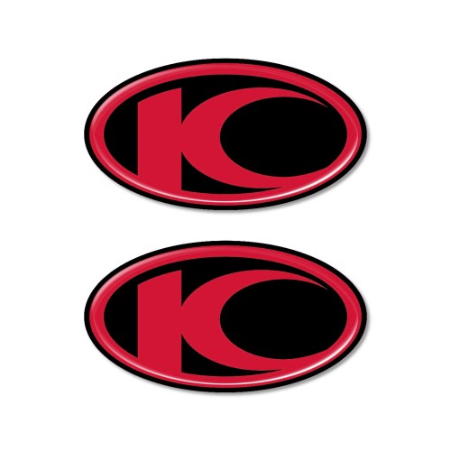 2 3D gel RESINA ADHESIVOS compatible para Kymco Xciting scooter Negro-Rojo Nuevo 2