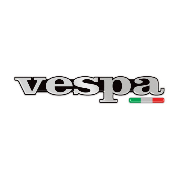 ADESIVI-STICKERS Αυτοκόλλητο 3D SCRIPT CHROME VESPA αυτοκόλλητο για PIAGGIO+ ITALIAN FLAG