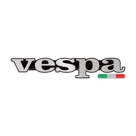 ADESIVI-STICKERS Αυτοκόλλητο 3D SCRIPT CHROME VESPA αυτοκόλλητο για PIAGGIO+ ITALIAN FLAG