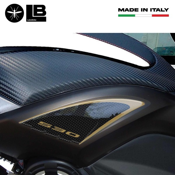 2 3D gel stickers 3D compatible for scooter YAMAHA Tmax 530 carbon ergal