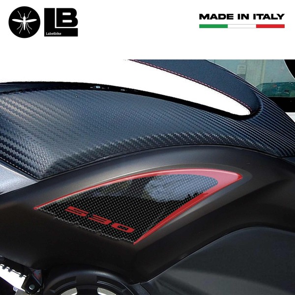 2 pegatinas de gel 3D compatible para scooter YAMAHA Tmax 530 carbono ergal