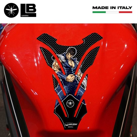 ADHESIVE STICKERS-Stickers 3D MOTO KEN THE WARRIOR Carbon-Black