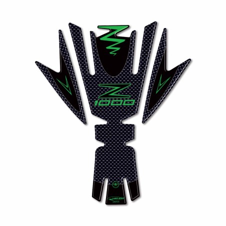Green 3D adhesive motorbike tank protector compatible with Kawasaki Z1000 2010-2020