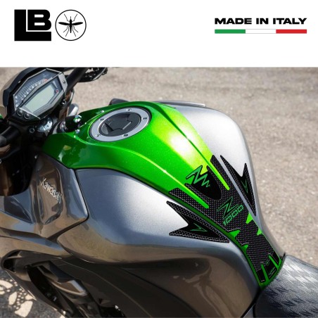 Green 3D adhesive motorbike tank protector compatible with Kawasaki Z1000 2010-2020