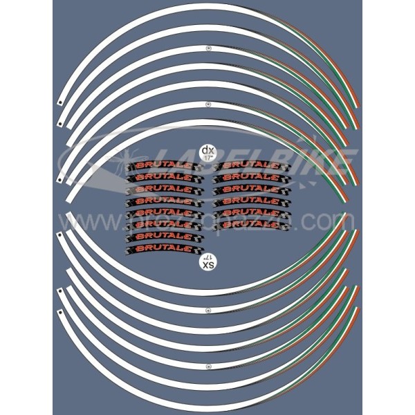 KIT ADHESIVO compatible para pegatinas MV AGUSTA BRUTALE MOTO 17" RINES