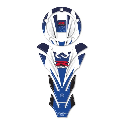 BLUE 3D RESIN ADHESIVE-STICKERS KIT FOR GSX-R MOTORCYCLE TANK PROTECTION