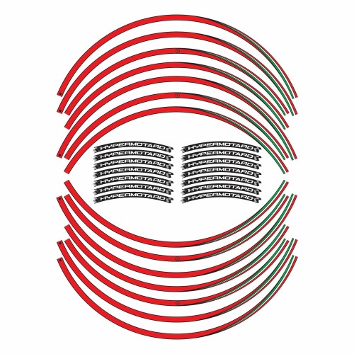 KIT PUNTAS ADHESIVAS compatibles para llantas 17 MOTO DUCATI HYPERMOTARD rojo pegatinas ES 2