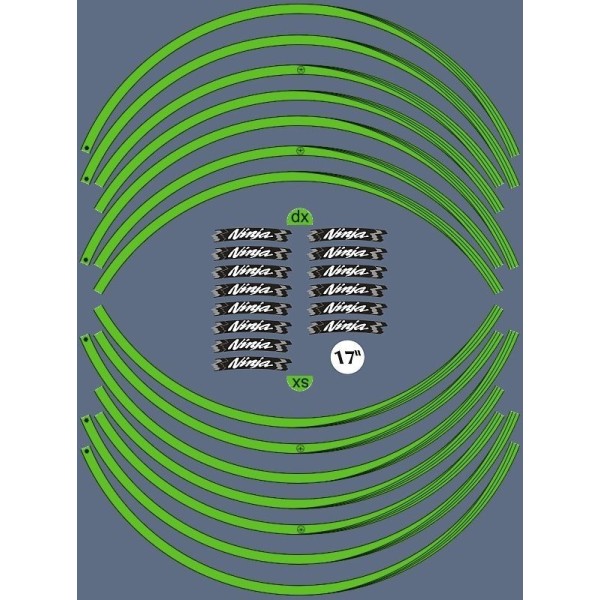 ADHESIVE STRIPS -WHEELS for 17 RIMS compatible for MOTORBIKE KAWASAKI ninja GREEN