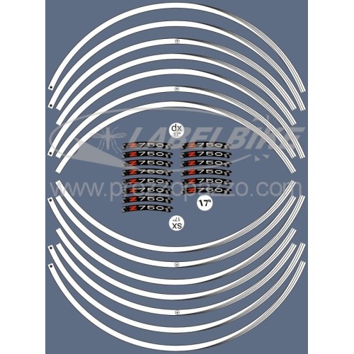 KIT ADHESIVOS compatibles para LLANTAS MOTO 17 KAWASAKI Z750 Blanco Pegatinas 2