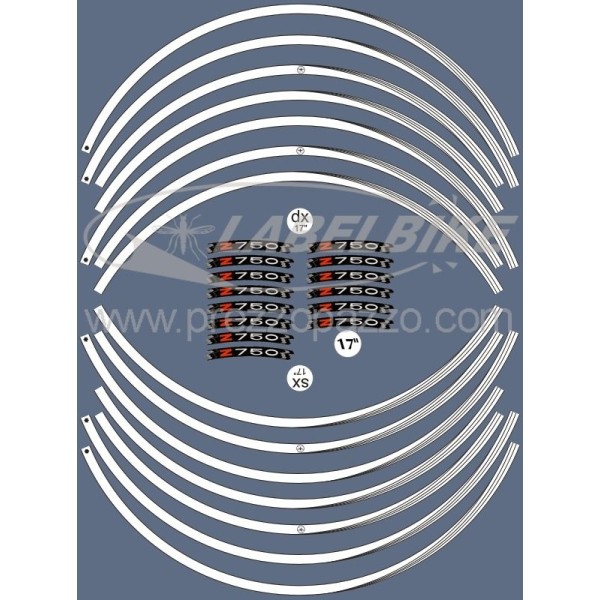 KIT BANDES ADHESIVES compatibles pour JANTES MOTO 17 KAWASAKI Z750 Blanc Stickers