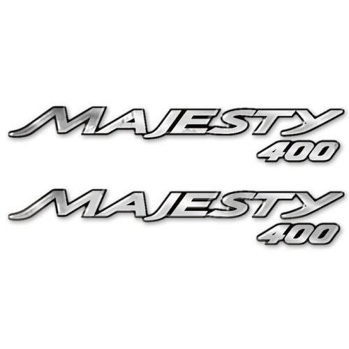 2 3D Harz Aufkleber chrom SCRIPT kompatibel für YAMAHA MAJESTY 400 SCOOTER