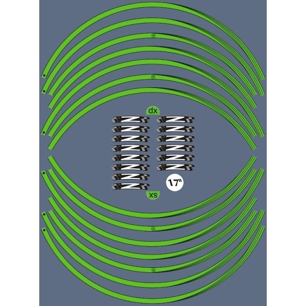 PUNTOS ADHESIVOS - LLANTAS COMPATIBLES PARA 17 MOTO KAWASAKI Z tuning VERDE