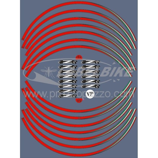 KIT BANDES ADHESIVES compatibles avec 17 JANTES MOTORCYCLE KAWASAKI Z Rouge Stickers FR