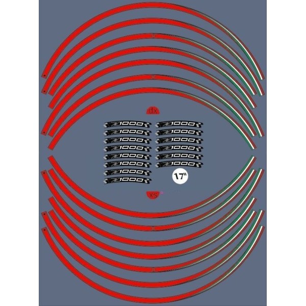 ADHESIVE STRIP KIT συμβατό για ζάντες μοτοσυκλέτας 17 αυτοκόλλητα KAWASAKI Z1000 Tuning Stickers
