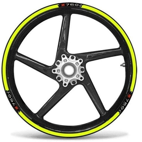 KIT LINES ADHESIVOS compatible para 17 LLANTAS MOTO KAWASAKI Z750 - FLUO AMARILLO
