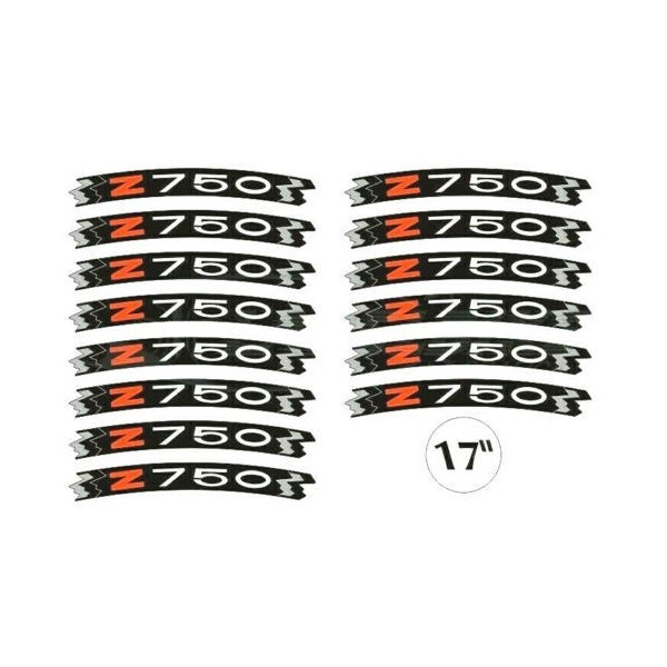 KIT LIGNES ADHESIVES compatible jantes 17 MOTO KAWASAKI Z750 - FLUO JAUNE