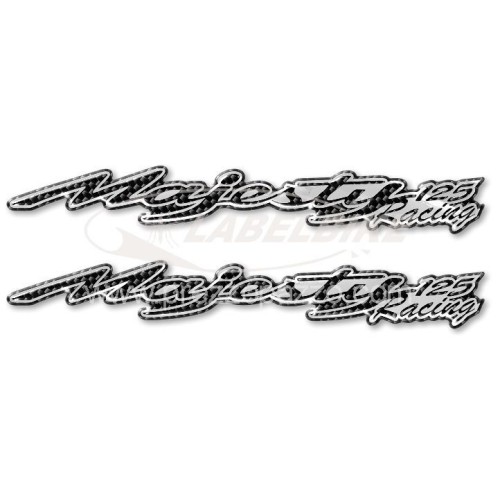 2 3D SCRIPT Resin Stickers for SCOOTER YAMAHA MAJESTY 125 RACING Carbon NEW