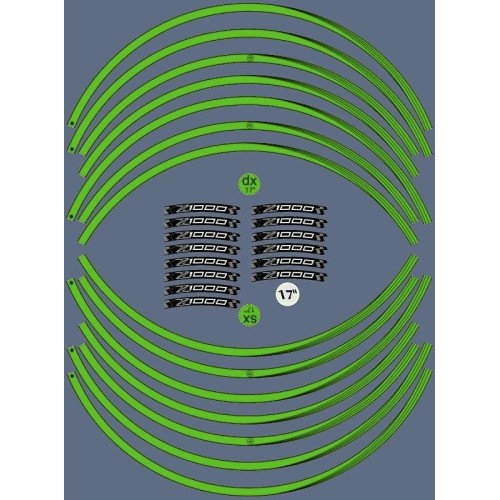                                             KIT ΠΡΑΣΙΝΕΣ ΚΟΛΛΗΤΙΚΕΣ ΛΩΡΙΔΕΣ συμβατές με 17 ΖΑΝΤΕΣ MOTORCYCLE KAWASAKI Z1000 Αυτοκόλλητα
                                          