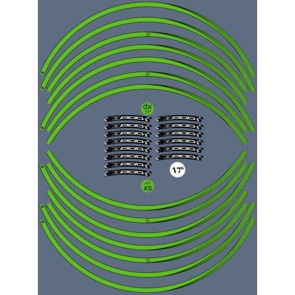 KIT CINTA ADHESIVA VERDE compatible para llantas 17 MOTO KAWASAKI Z800 TUNING