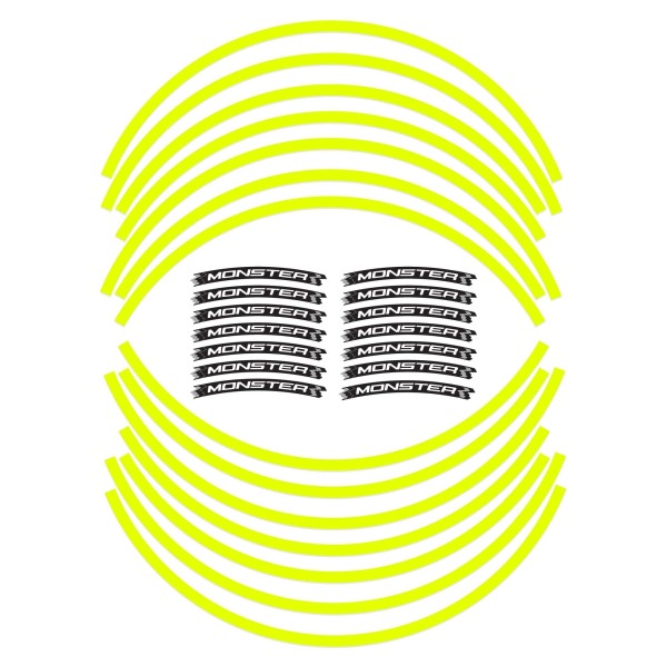 KIT BANDES ADHESIVES compatible pour MOTO RIMS 17 DUCATI MONSTER - FLUO JAUNE