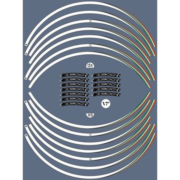 KIT ADHESIVE STRIPS compatible with 17 RIMS MOTORCYCLE KAWASAKI Z900 Tuning Stickers