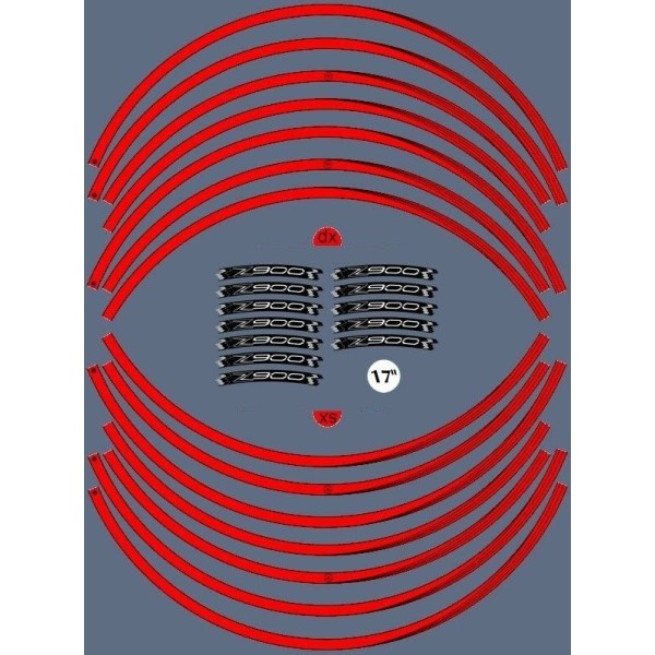 KIT ADHESIVE STRIPS kompatibel mit 17 RIMS MOTORCYCLE KAWASAKI Z900 Tuning Aufkleber