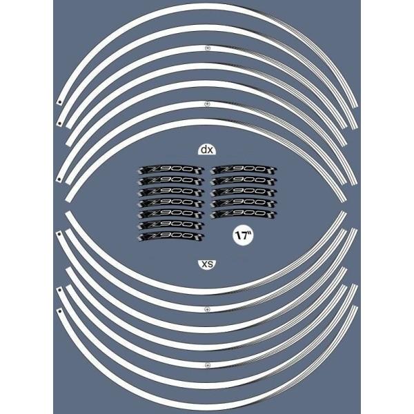 KIT STRIPS ADHESIFS compatibles avec 17 JANTES MOTORCYCLE KAWASAKI Z900 Stickers Tuning