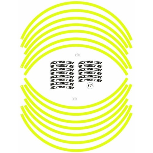 ADHESIVE STRIP KIT compatible for 17 WHEEL RIMS SUZUKI GSR - YELLOW FLUO 2