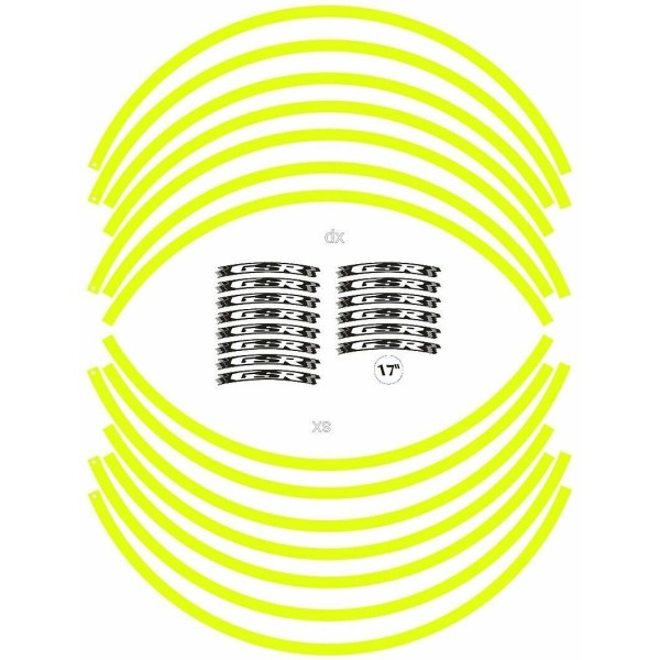 ADHESIVE STRIP KIT kompatibel zu 17 RÄDERFELGEN SUZUKI GSR - YELLOW FLUO