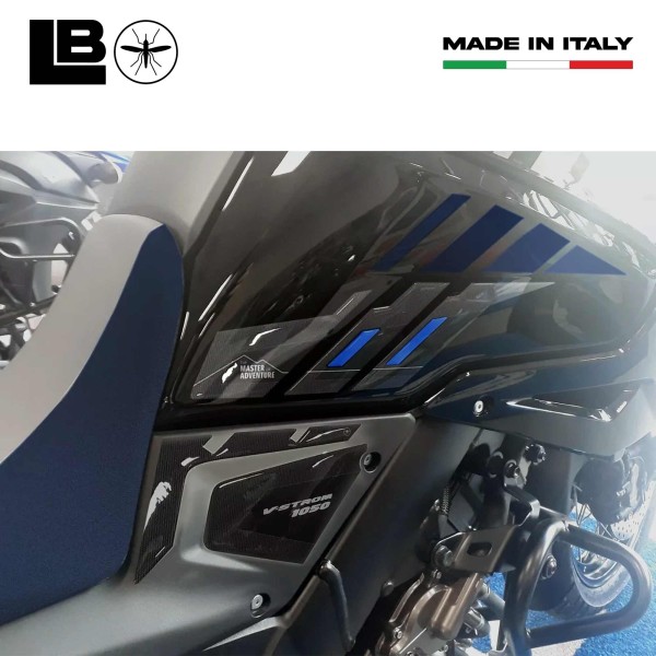 Komplettes 3D Aufkleber Kit Protektoren kompatibel mit Suzuki V-Strom 1050 Motorrad Blau