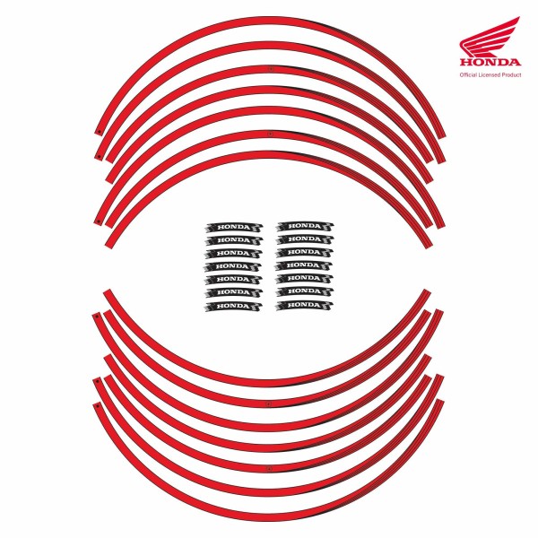 Bandes adhésives 17" Autocollants pour roues de motos Honda Licence officielle - Rouge